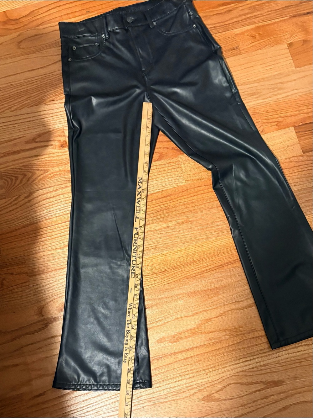 American Eagle Black Faux Leather Flare leg Rocker Party Concert - Picture 11 of 12